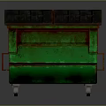 Green Rustic Trash Bin With Black Top And Rolling Wheels