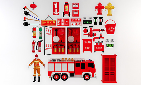 Modern Fire Equipment Simple Fire Hydrant Fire Supplies 3d model