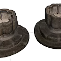 Stone And Wooden Candle Holders With Carved Design And Textured Surface