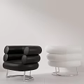 Black And White Modern Round Accent Chairs With Metal Legs Minimalist Design