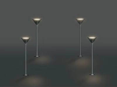 Bright Modern Outdoor Lights With Floor Standing Metal Poles And Conical Lamp Heads 3d model