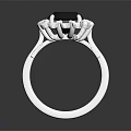 Luxurious Silver Ring With Dark Central Gemstone And Surrounding White Stones 3d model