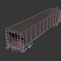 3D Model Of Freight Train Railroad Car On Dark Background