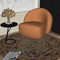Modern single sofa side table ornaments carpet 3d model