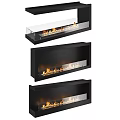 Modern Wall Mounted Fireplace With Glass Front Black Frame And Realistic Flame