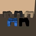 Modern Stools In Brown Black Beige Blue Silver With Leather And Metallic Design