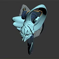 Mythical Blue Character With Creature Inspired Flowing Appendages And Goggles In Action Pose Design