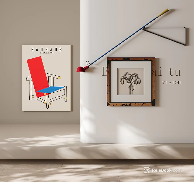 Modern Abstract Painting Wall Art With Framed Design And Minimalist Background Elements 3d model