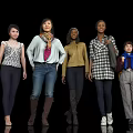 Group of Women Standing Together in Different Fashion Styles and Outfits