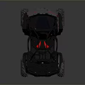 Black All Terrain Vehicle With Red Seats Roll Cage And Large Off Road Tires