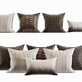 Stylish Textured Throw Pillows With Woven Patterns And Brown Beige Tones For Home Decor 3d model