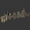 Ancient Stone Ruins Structure With Broken Blocks And Archway Design 3d model