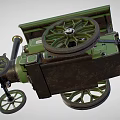 Green Vintage Steam Powered Functional Vehicle With Big Wheels And Cabin
