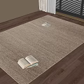 Beige Woven Square Rug With Open Book And Slippers On Wooden Floor