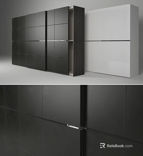 Modern Decorative Cabinet With Black And White Panel Sleek Design Interior Storage 3d model