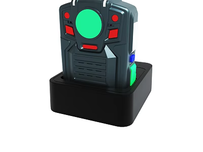 Modern Electronic Device With Green Circular Panel Red Buttons Blue Element And Black Base 3d model
