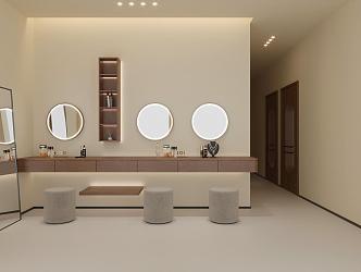 Modern Dressing Table Mirror Cabinet Beauty Table 3d model