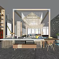 modern reception area sales department hall reception hall lobby front desk sand table area sales department chandelier negotiation area 3d model