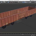 Brown Open Top Freight Train Car With Side Panels Wheels And Metal Vents