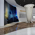 Science and Technology Museum Exhibition Hall With Modern Display Screens Interactive Models And Lighting