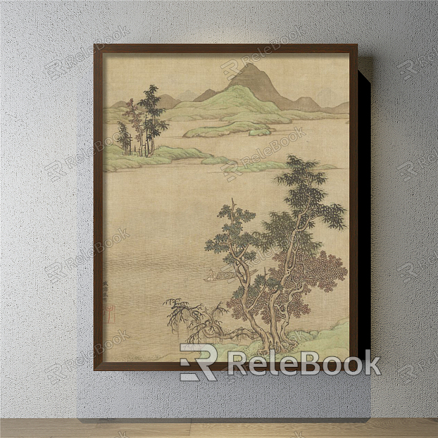 Chinese Landscape Painting Brown Study Landscape Decoration Painting model