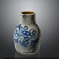 White Ceramic Vase With Blue Floral Patterns And Rustic Design Details 3d model