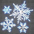 Various Snowflake Designs With Blue Light On Geometric Grid Background 3d model