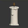 White Candle With Melted Wax And Burnt Wick On Dark Background