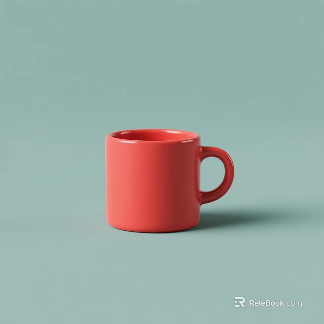 Modern Red Ceramic Mug With Simple Design On Light Green Background 3d model 