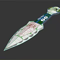 Sharp Modern Dagger With Green Handle White Blade And Geometric Patterns 3d model