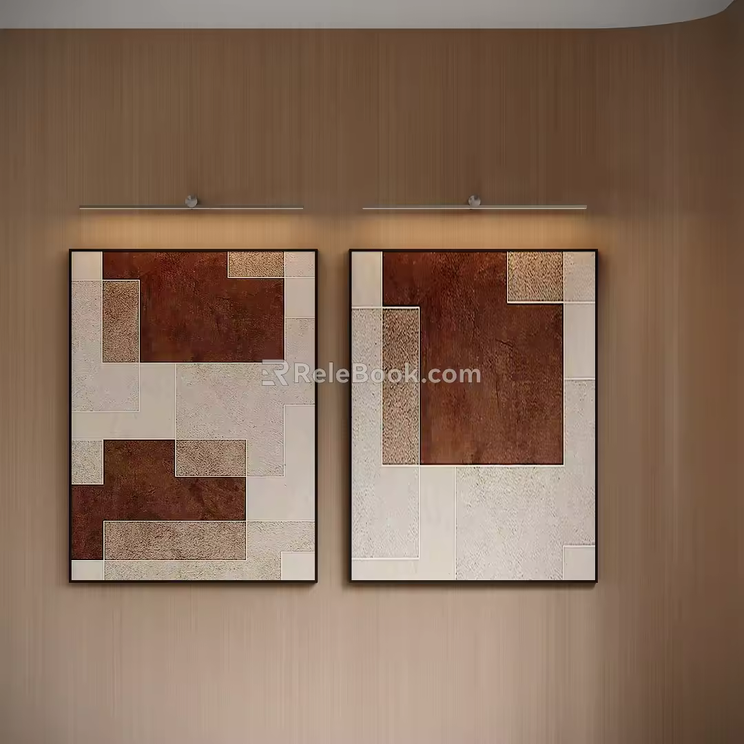Modern Color Block Abstract Hanging Painting 3d model