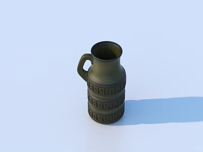 Green Ceramic Pitcher With Handle And Embossed Patterns For Daily Use 3d model