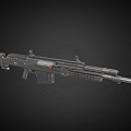 Black Tactical Machine Gun Featuring Long Barrel Box Magazine Ergonomic Grip And Metallic Stock