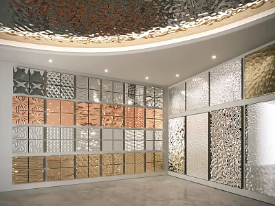 Various Decorative Textured Wall Panels With Patterned Metal Finishes For Modern Interior 3d model