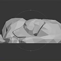 White Low Poly Bear Sculpture Lying On Black Smooth Surface With Reflection 3d model