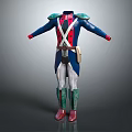 Vintage Military Style Costume With Blue Red White Cross Straps And Boots