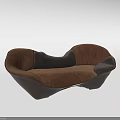 Brown Three Seater Sofa With Unique Curved Shape And Gray Cushions