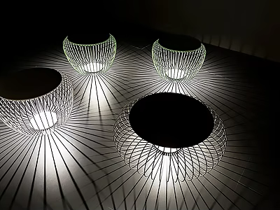 Outdoor Lights With Round Mesh Design Casting Radial Projection Shadows 3d model