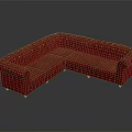 Elegant Red L shaped Sectional Sofa with Tufted Design and Nailhead Trim