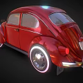 Red Vintage Beetle Car with Illuminated Wheels and Classic Body Design