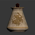 Stylish Copper Coffee Pot With Wooden Handle Hammered Design And Gold Accents