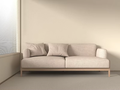 Log Cream Guest Sofa Double Sofa 3d model