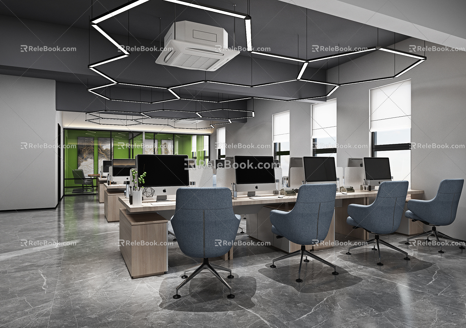 modern public office area office 3d model