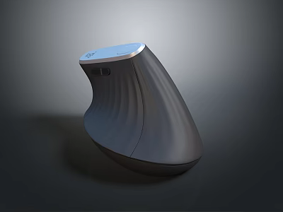 Modern Ergonomic Computer Mouse With Curved Design Sleek Black Body And Silver Top Surface 3d model