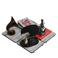 Modern Ornaments Combination Book Phonograph Storage Tray Desktop 3d model