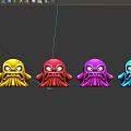 Colorful Small Cthulhu Style Figurines With Vibrant Hues And Monster Features