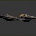 Futuristic 3D Starship Model With Disc Shaped Structure And Glowing Engines