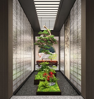 Modern Entrance Interior Landscape Landscaping 3d model