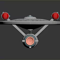 Detailed U.S.S. Enterprise Model With Disc Shaped Structure Blue Engines And Red Lights