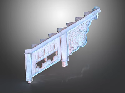 Elegant Ornate Stone Balustrade With Detailed Carved Patterns And Decorative Railings 3d model